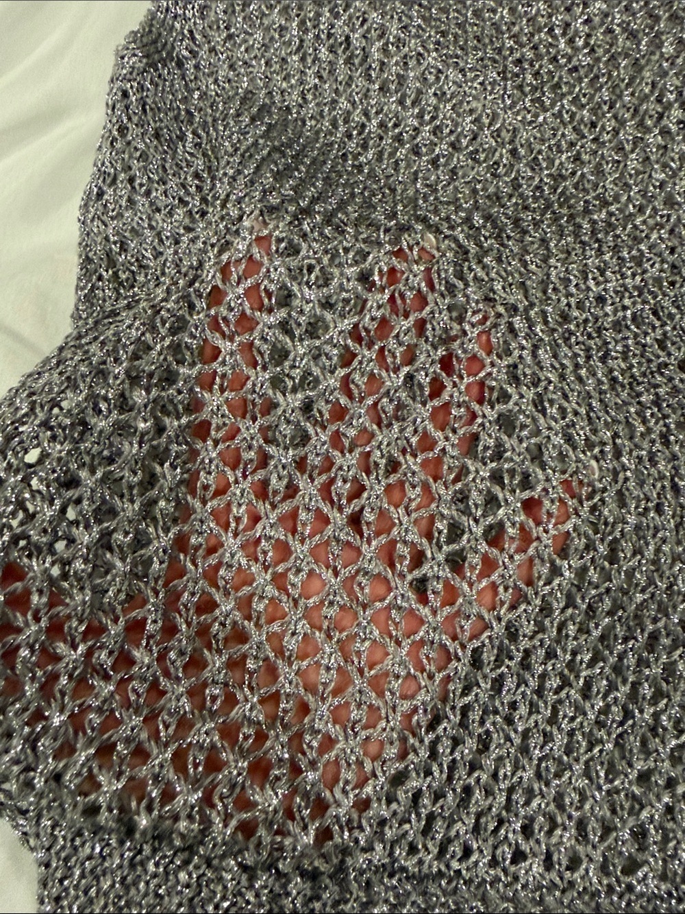 Brooksfield Metallic Openwork Sleeveless Sweater - Gray Size XS - Picture 3 of 6